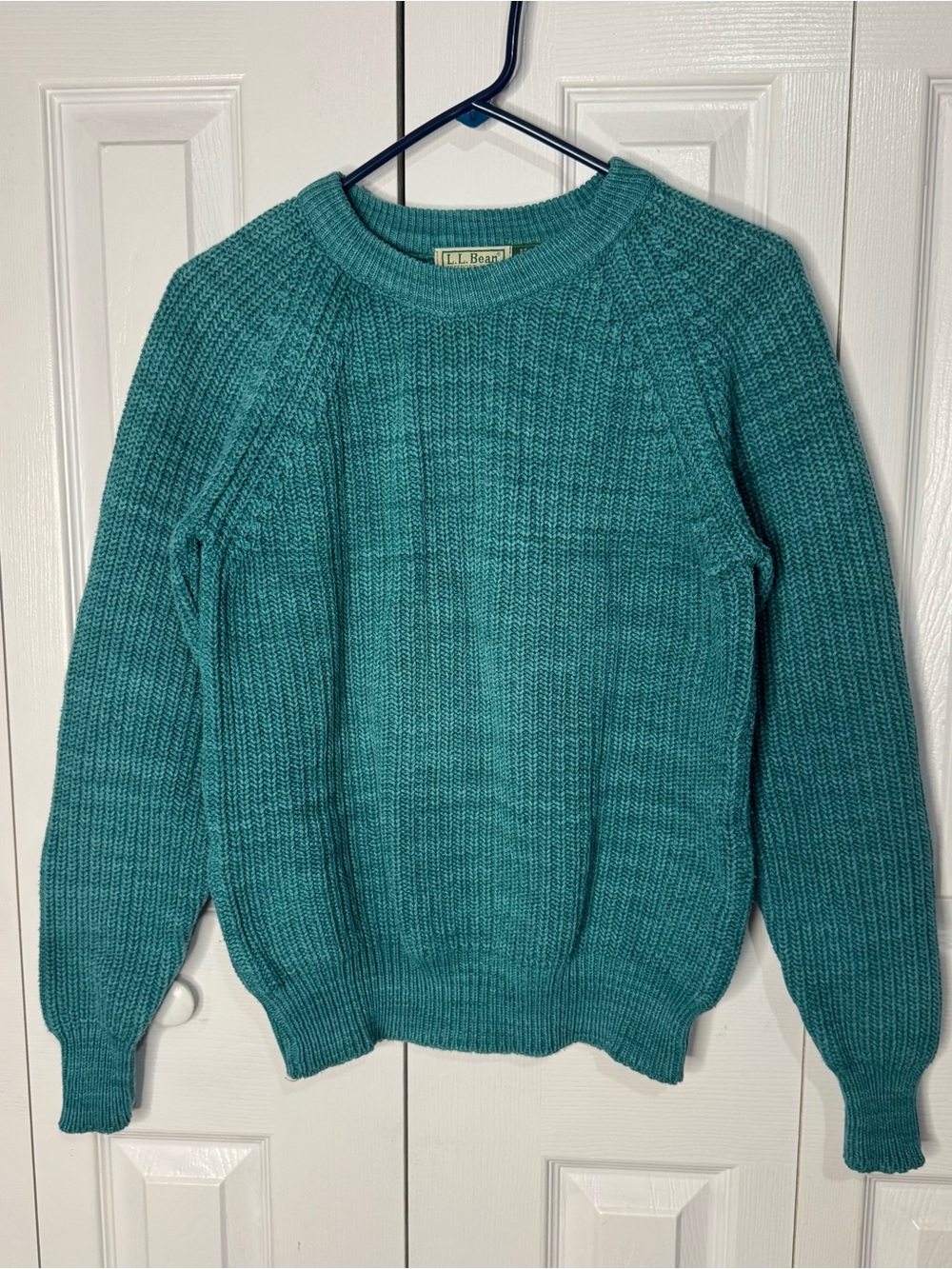Vintage L.L. Bean Men’s Teal Ribbed Crewneck Sweater